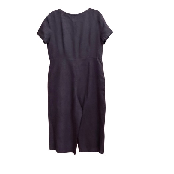 POU NOU Black Linen Jumpsuit Wide Leg Button Front Minimalist M/L - Picture 3 of 10